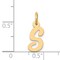 14K Yellow Gold Small Script Initial Letter S Charm Jewerly 17mm x 8mm